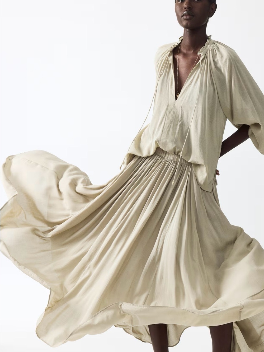 H&M Cream Maxi Skirt